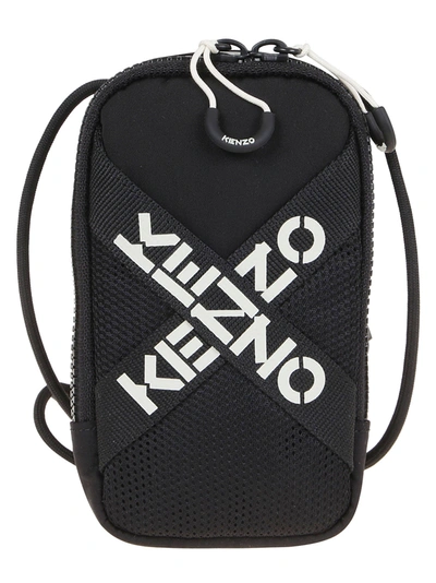 Shop Kenzo Phone Holder On Strap In Black
