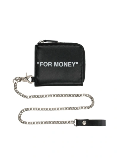 Shop Off-white Quote Chain Wallet In Black White