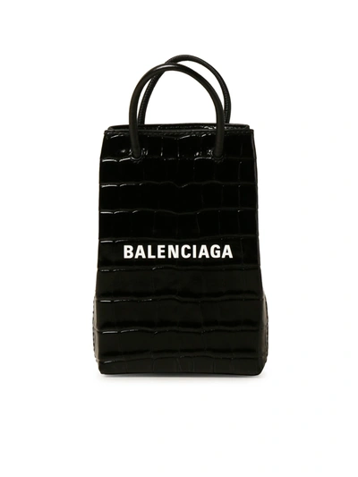 Shop Balenciaga Shopping Phone Hold In Black