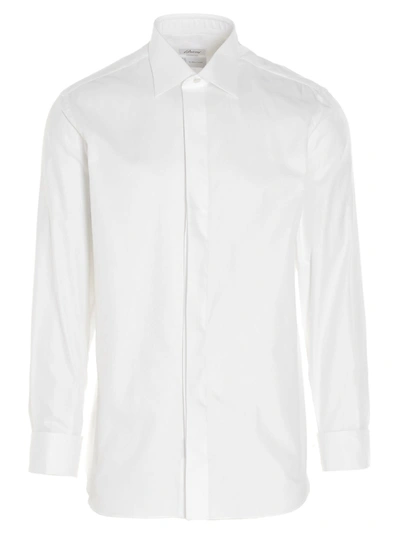 Shop Brioni Smocking Shirt In White