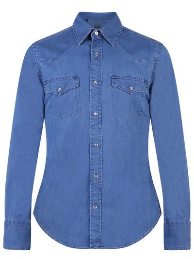 Shop Tom Ford Denim Shirt In Blue