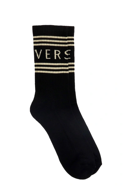 Shop Versace Socks In Black Cotton