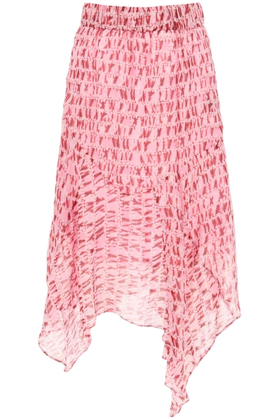 Shop Isabel Marant Étoile Soleda Asymmetric Printed Skirt In Red (pink)