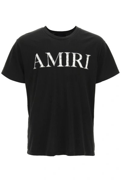 Shop Amiri Bandana Print Logo Patch T-shirt In Black (black)