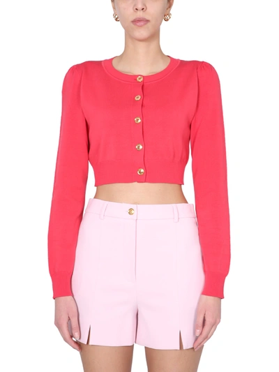 Shop Boutique Moschino Cropped Cardigan In Fucsia