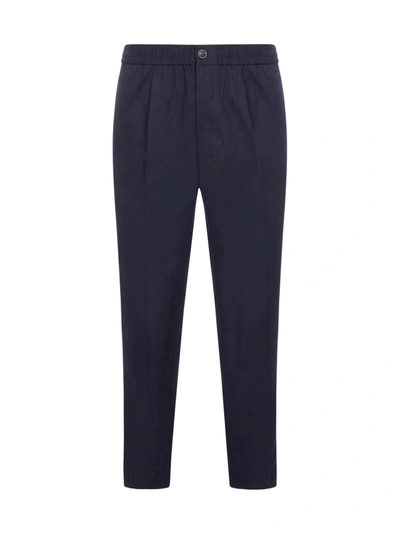 Shop Ami Alexandre Mattiussi Cotton Cropped Trousers In Navy