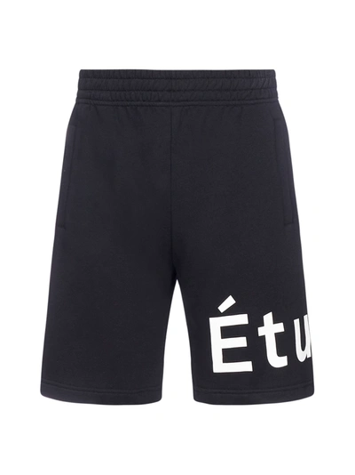 Shop Etudes Studio Tempera Logo Cotton Shorts In Black