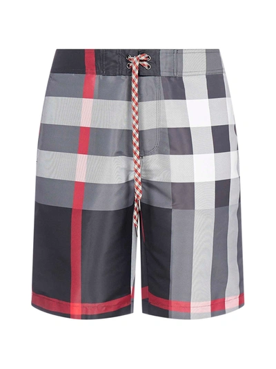 Shop Burberry Breton Check-print Swim Shorts In Charcoal Ip Chk