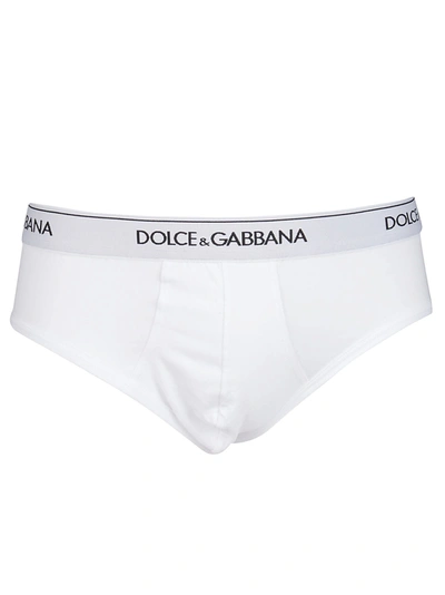Shop Dolce & Gabbana White Cotton Briefs In Bianco Ottico