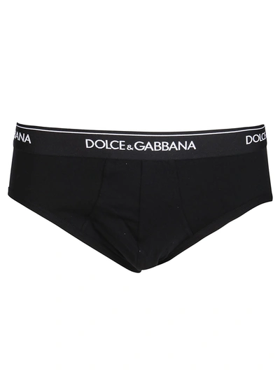Shop Dolce & Gabbana Black Cotton Briefs In Nero