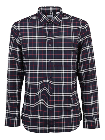 Shop Burberry Camicia Simpson In Navy Ip Check