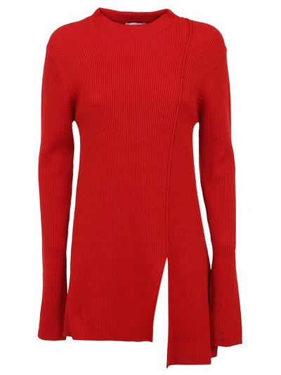 Shop Kenzo Asymmetrical Tunic Jumper In Medium Red