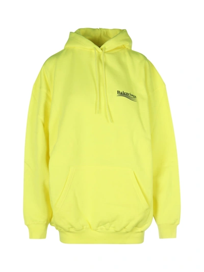 Shop Balenciaga Medium Fit Hoodie In Fluo Yellow Black