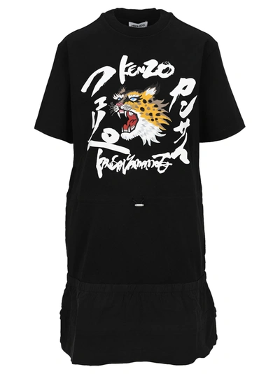 Shop Kenzo Tiger T-shirt Dress In Black