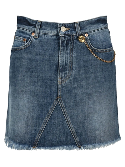 Shop Givenchy Mini Skirt In Denim In Blue Washed