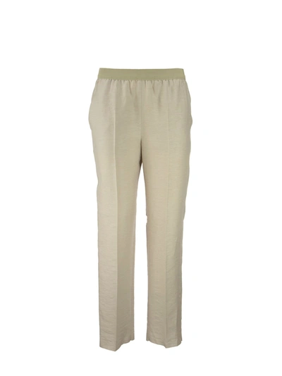 Shop Agnona Linen Blend Trousers In Ivory