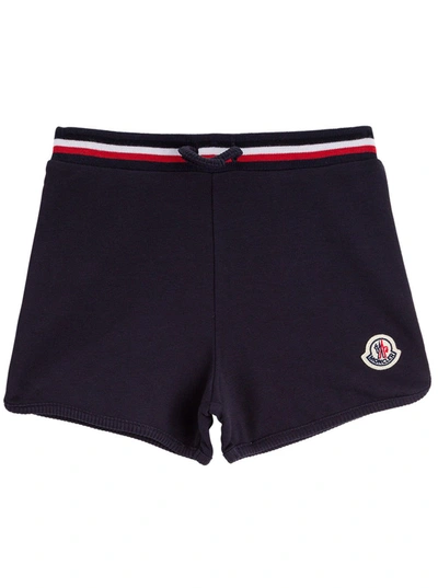 Shop Moncler Jersey Shorts With Logo Patch In Black