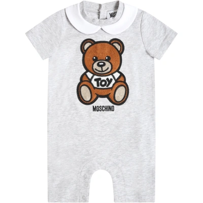Shop Moschino Grey Romper For Babykids Witth Teddy Bear