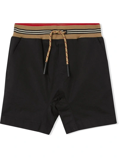 Shop Burberry Black Cotton Twill Shorts In Nero