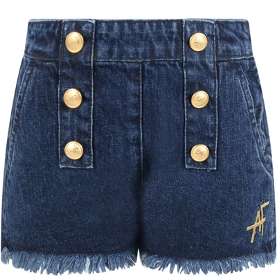 Shop Alberta Ferretti Blue Jeans For Girl With Logo In Denim
