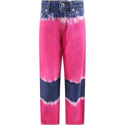 Shop Alberta Ferretti Multicolor Jeans For Girl In Fuchsia