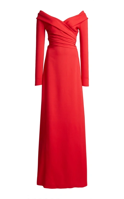 Shop Giambattista Valli Wrap-effect Crepe Gown In Red