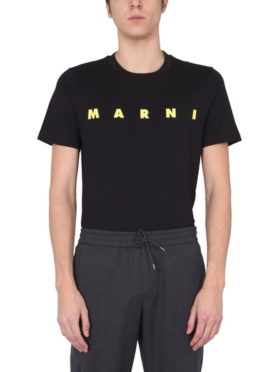 Shop Marni Crew Neck T-shirt In Black