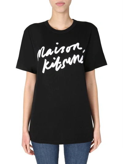 Shop Maison Kitsuné Crew Neck T-shirt In Black