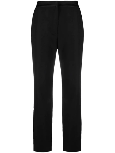 Shop Balmain Straight-leg Wool Cropped Trousers In Black