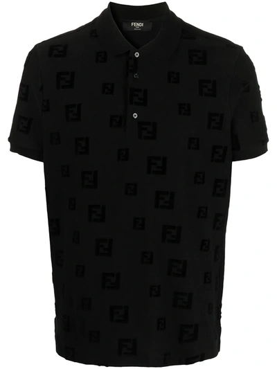 Shop Fendi Ff-motif Polo Shirt In Black