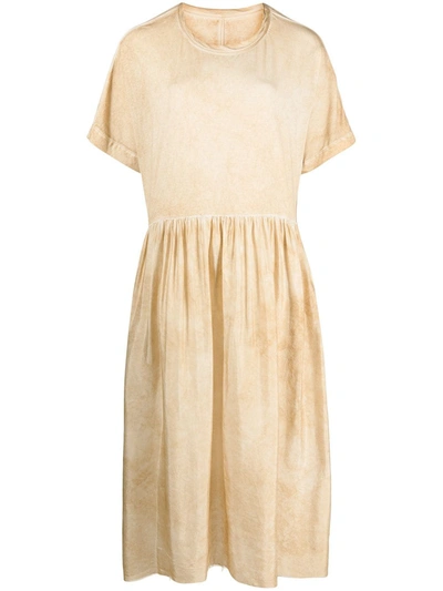 Shop Uma Wang Stained Effect Cotton Dress In Neutrals