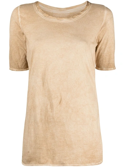 Shop Uma Wang Distressed Effect Cotton T-shirt In Neutrals