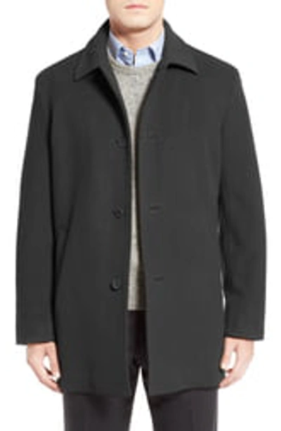 Shop Cole Haan Italian Wool Blend Overcoat In Charcoal