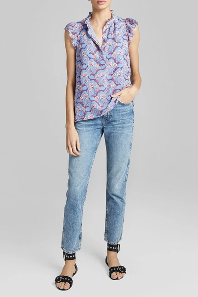 Shop A.l.c Foley Printed Top In Bluered M