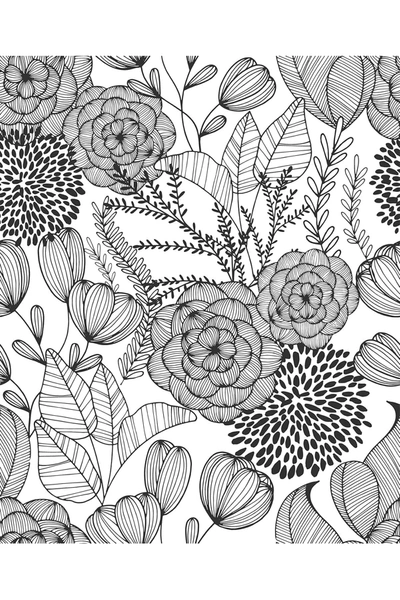Wallpops Black Secret Garden Peel & Stick Wallpaper In Black