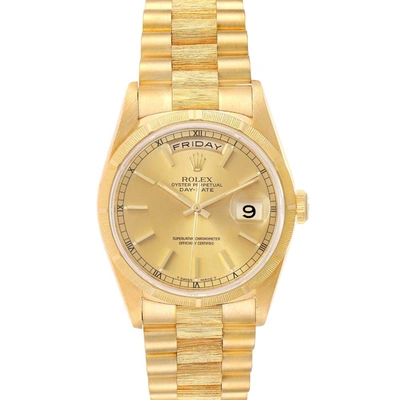 Pre-owned Rolex Champagne 18k Yellow Gold President Day-date 18248 Men's Wristwatch 36 Mm
