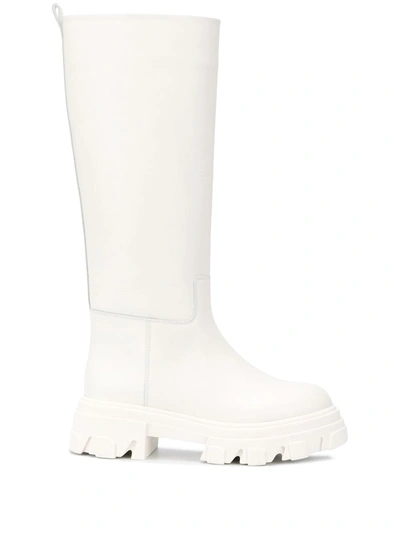 Shop Gia Couture Leather Combat Boot In White