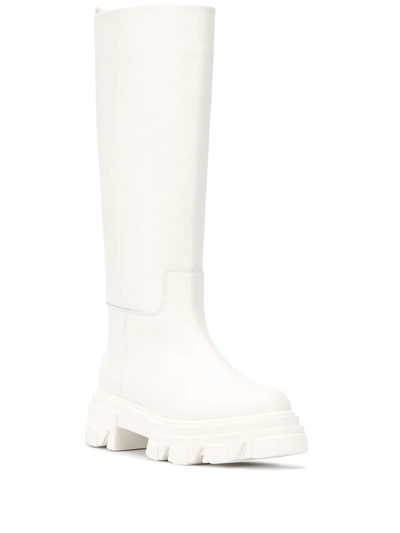 Shop Gia Couture Leather Combat Boot In White