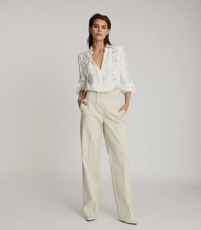 Shop Reiss Lace Detail Blouse In White