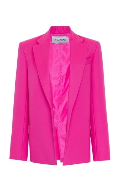 Shop Valentino Single-breasted Recycled Wool Blazer In Pink