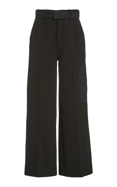 Shop Ganni Twill Pants In Black