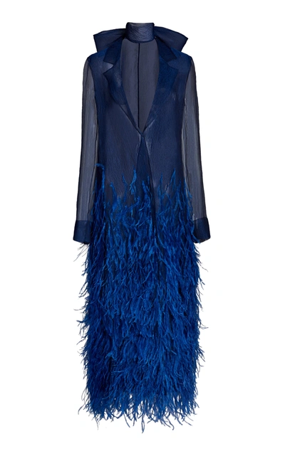 Shop Jason Wu Collection Fringed Organza Blazer Dress In Blue