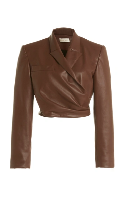 Shop Ronny Kobo Women's Lilo Faux Leather Wrap Blazer In Brown