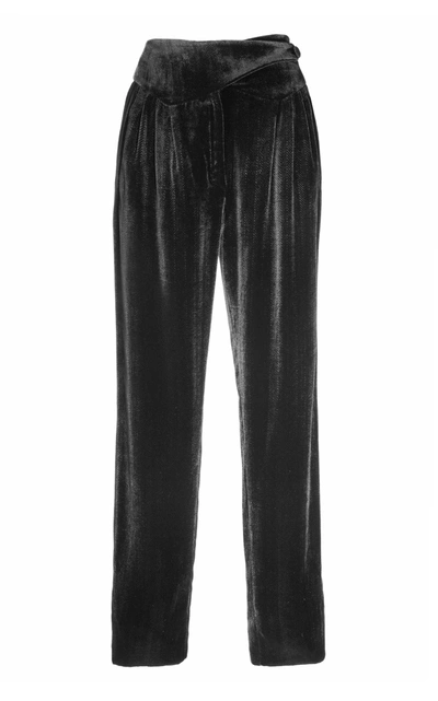 Shop Blazã© Milano Women's Etoile Basque Pleated Cotton Velvet Trousers In Black