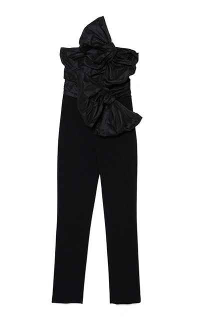 Shop Carolina Herrera Women's Taffeta-detailed Crepe Jumpsuit In Black