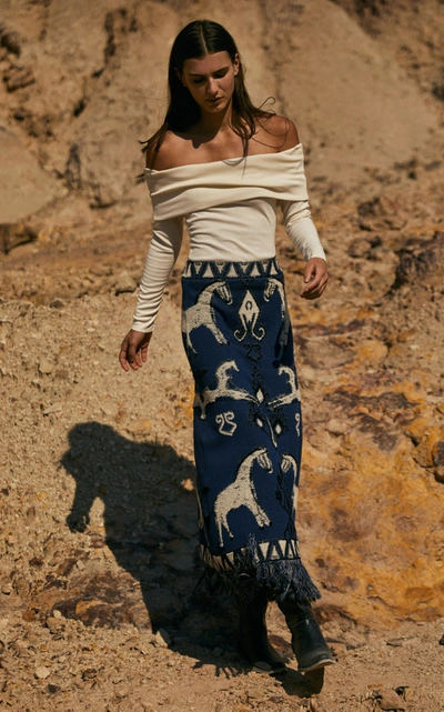 Shop Johanna Ortiz Women's Chauvet Jacquard-knit Cotton Maxi Skirt In Blue