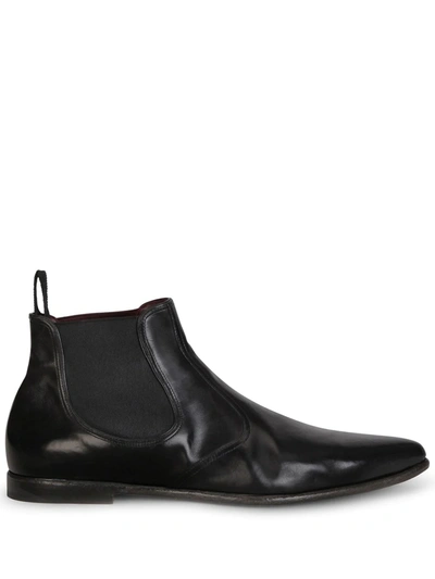 Shop Dolce & Gabbana Slip-on Calf Leather Boots In Black
