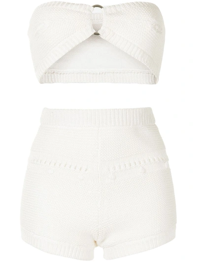 Shop Alexis Knitted Bralette And Shorts Set In White