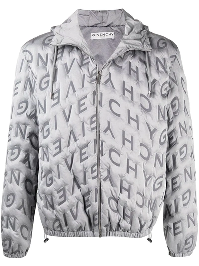 Shop Givenchy Logo-print Hooded Jacket In Grey