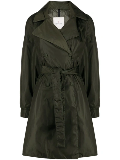 Shop Moncler Meboula Padded Trench Coat In Green